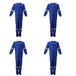 SS BENGALY Pack of 4 Navy Blue Safety Boiler Suit Coveralls - 200 GSM Poly Cotton, Double Reflectors, 7 Pockets(Size-L)