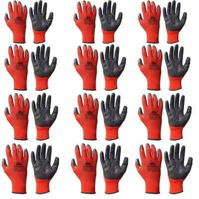 Delight 12 Pair 13G Red Polyster Black Latex Coated Gloves (MLPN55-RB)