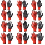 Delight 12 Pair 13G Red Polyster Black Latex Coated Gloves (MLPN55-RB)