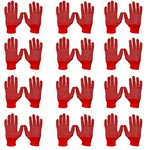 Delight 12 Pair Red Colour 13 Gauge Large Size Polyester PVC Dotted Gloves (MPKD13-62)(R)