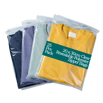 POCHEON® 20x30cm Clear Resealable Polyester Zipper Bags (Pack-25 pcs)