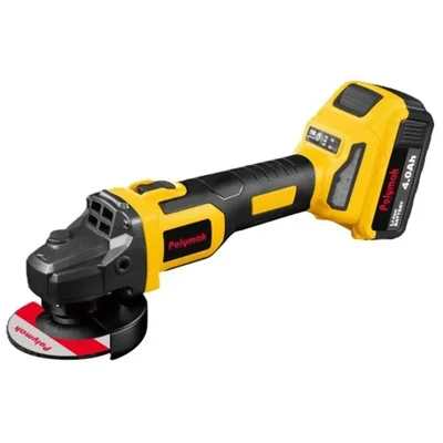 Polymak 100 mm 18V Cordless Angle Grinder With Battery & Charger, 8500 RPM (PMCAG18VB-2B)