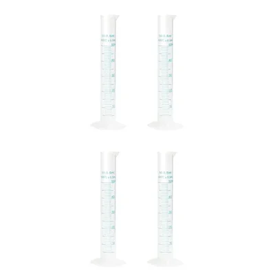 VVS 50ml Scientific Plastic Measuring Cylinder Set of 4 Polypropylene Material Hexagonal Base Printed Graduation Lab