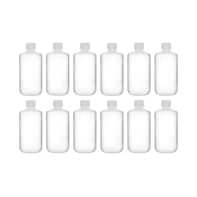Cometek 250ml Polypropylene Narrow Mouth Leak Proof Reagent Bottle Pack of 12 for Storing Chemicals