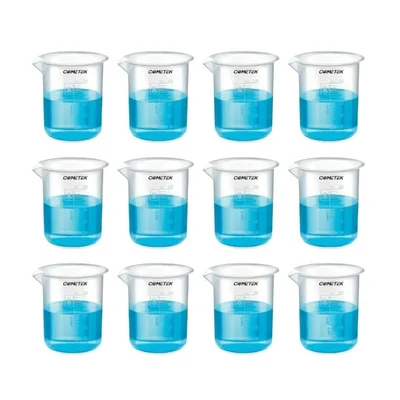 Cometek Pack of 12, 250ml Polypropylene Graduated Autoclavable Plastic Laboratory Beaker
