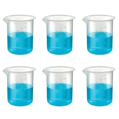 Cometek Pack of 6, 500ml Polypropylene Graduated Autoclavable Plastic Laboratory Beaker For Chemistry Experiments
