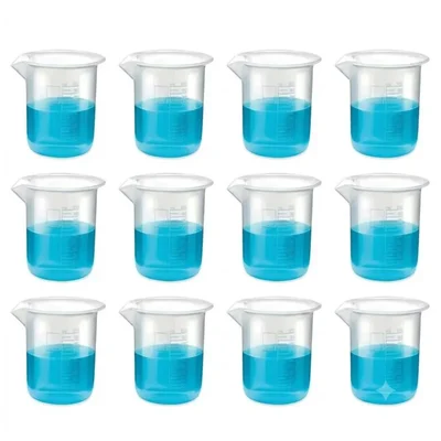 COMETEK 50ml Laboratory Beaker Set (12 pcs) | Translucent Polypropylene, Graduated, Autoclavable & Chemical Resistant