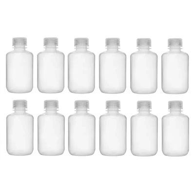 Cometek 125ml Polypropylene Reagent Bottle Pack of 12 for Storing Chemicals Narrow Mouth Leak Proof