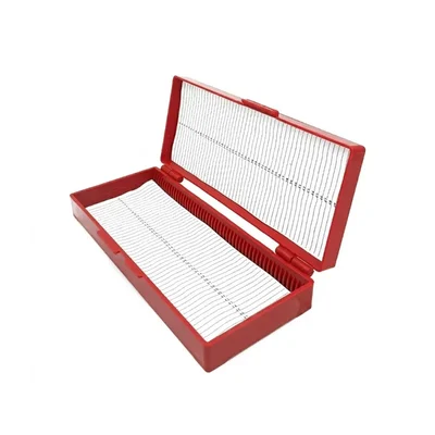 COMETEK Slide Box with Hinged Cover and 50 Slide Capacity | Polypropylene Microscope Slide Box