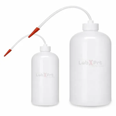 LABXPRT Polypropylene Wash Bottle 500ml 1000ml Plant Watering Tattoo Work Cleaning Flexible Tube Leakproof Cap