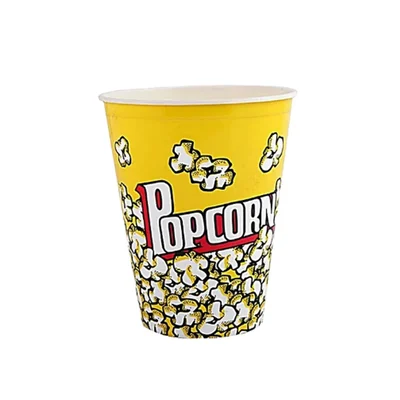 32oz Printed Paper Popcorn Tubs | Movie Theater Style Disposable Popcorn Buckets for Parties & Events(Pack-50 Pcs)