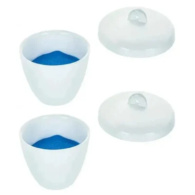 Cometek Porcelain Crucible with Lid | Pack of 2 Crucibles & 2 Lids | 50 ml | Heat Resistant Crucible for Laboratory
