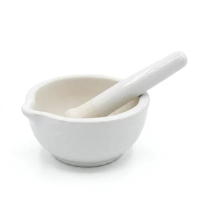 Cometek 150ml Porcelain Mortar and Pestle for Science Experiments 4 Inch Diameter Textured Unglazed Interior