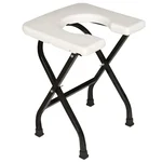 Sami Ortho Aids 90kg Capacity Portable Folding Commode Stool MS Base PVC Square Toilet Chair White
