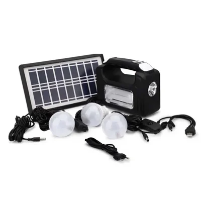 Solar Mini Inverter Emergency Light Kit with Solar Panel, 3 Bulb and 5 in 1 Charging Cable