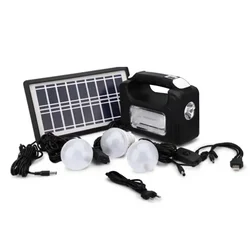 Solar Mini Inverter Emergency Light Kit with Solar Panel, 3 Bulb and 5 in 1 Charging Cable