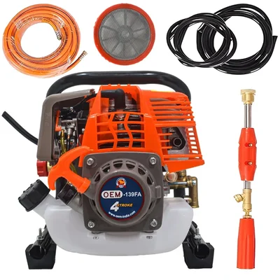 OEM Portable Power Pressure Sprayer Pump with Engine, Spray Gun, 15 Meter Hose Pipe for Pesticides and Agriculture Use