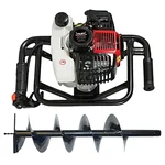 Balwaan BE-52, 52cc 2-Stroke Earth Auger Machine with 8 inch Drill Bit | Hole Digger with Double Gear Box