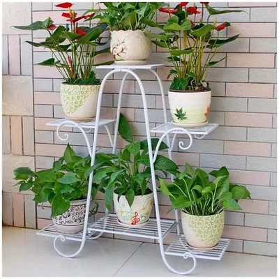 Heavy Duty 6-Tier Vertical Plant Holder Stand, Indoor Planter Display Multiple Pots Shelf For Indoor & Outdoor Decor(Color-White)