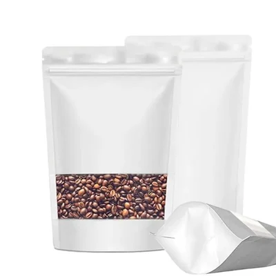 150 gm, 12x20 cm White Kraft Paper Pouch With Transparent Window and Tear Notch for Grains, Herbs and Spices(Pack-50 Pcs)