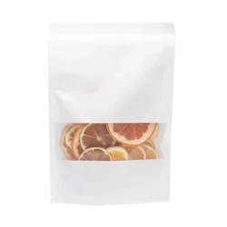 500 gm, 16x22 cm White Kraft Paper + Poly Pouch With Transparent Window and Tear Notch for Grains, Herbs and Spices(Pack-50 Pcs )