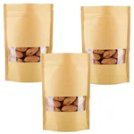 2500 Pcs, 100gm, 10cm x17cm Kraft Paper Standup Pouch with Transparent Window for Food Storage and Packaging
