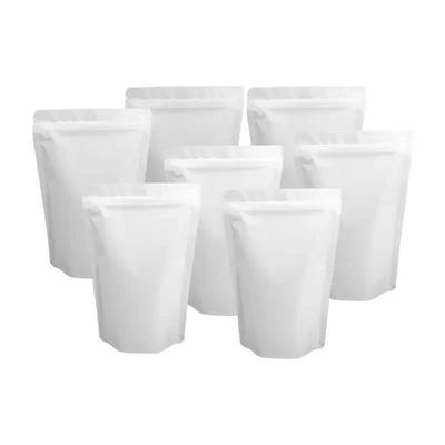 25 gm, 9x14 cm White Kraft Paper Pouch With Ziplock and Aluminum lining Inside for Dry Fruits and Spices(Pack-100 Pcs)