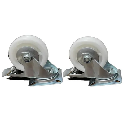 Suwas Trolley 4 x 2 Inch Pack Of 2 PP Caster Wheel With 125 Kg Load Capacity (Swivel With Brake) | 6 Months Warranty