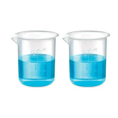 SBT 2 pcs 250ml Polypropylene Beakers with Graduation Marks for Laboratory
