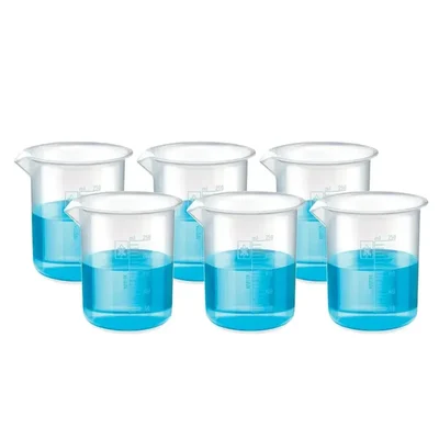 SBT 6 pcs 250ml Polypropylene Beakers with Graduation Marks for Laboratory
