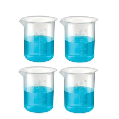 SBT 4 pcs 500ml Polypropylene Beakers with Graduation Marks for Laboratory
