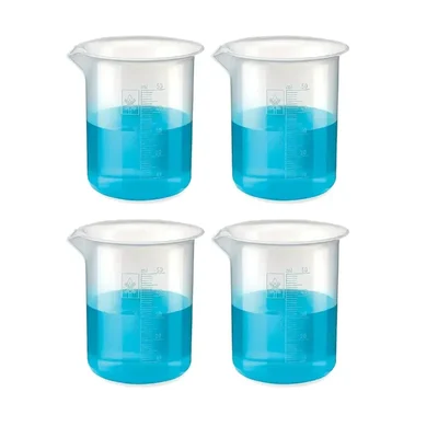 SBT 4 pcs 50ml Polypropylene Beaker with Graduation Marks for Laboratory