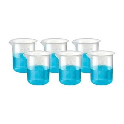 SBT 6 pcs 50ml Polypropylene Beaker with Graduation Marks for Laboratory