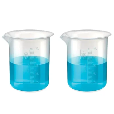 Bello 2pcs x 50ml Polypropylene Beakers with Graduation Marks for Laboratory