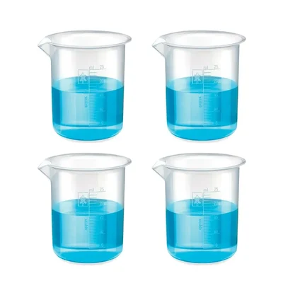 Bello 4pcs x 25ml Polypropylene Beakers with Graduation Marks for Laboratory