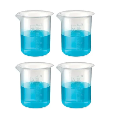 Bello 4pcs x 50ml Polypropylene Beakers with Graduation Marks for Laboratory