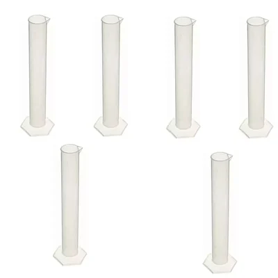 WKM 6pcs X 250ml Clear Polypropylene Measuring Cylinder for Laboratories KT108H