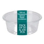 500ml Transparent Plastic Round Containers for Fast Food Serving, Delivery