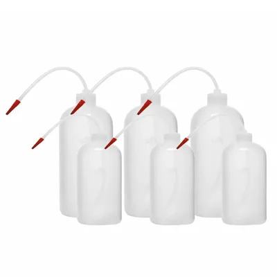 SBT Pack of 6 Pcs Polypropylene Wash Bottle with Screw Cap For Dispensing Liquid