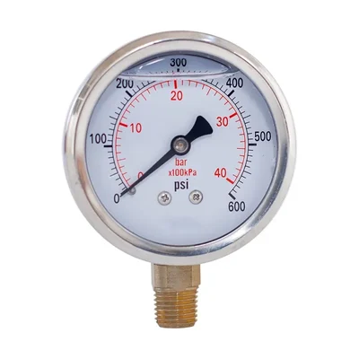 Pranjal 2.5 inch Pressure Gauge Glycerin Liquid Filled Stainless Steel Case For Pneumatic, Pump
