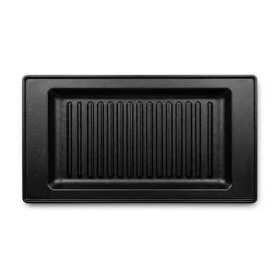 Premium 11.8 Inch Black Melamine Rectangular Grill Platter For Food Serving(Pack of 2)