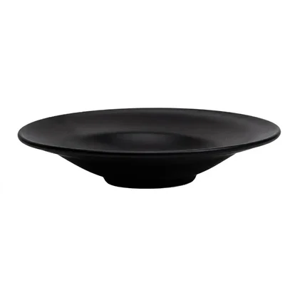Premium Black 10 Inch Pasta Serving Plate Swirl Melamine (Set of 2)