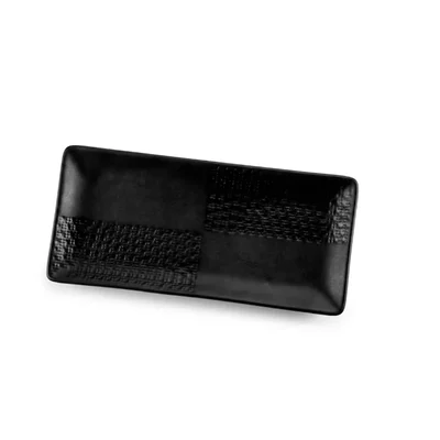 Premium Trinity 11.5 Inch Black Melamine Rectangular Platter For Serving Snacks(Pack of 2)