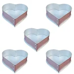 Heavy Weight Aluminum 9 inch (Pack of 5) Heart Shape Cake Mould with 1 kg Capacity for Commercial Bakery
