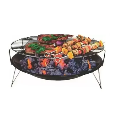 NE GRILLS Premium Quality 14 inch Round Charcoal Barbeque Grill With 4 Skewers