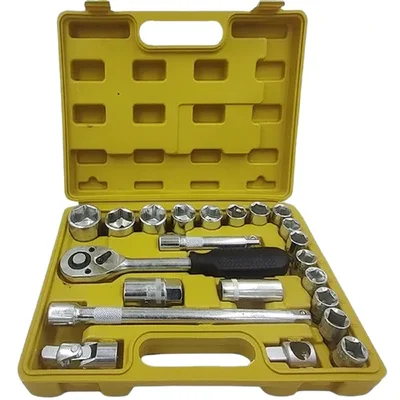 Premium Quality 22-Piece Hex Socket Set Heavy Duty 1/2 Drive Socket Set for Automotive & Home Use.