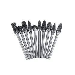 Premium Quality 3x6mm (1/8") 10 Pcs Carbide Rotary Burrs/File For Various Uses In Rotary Tool/Die Grinder