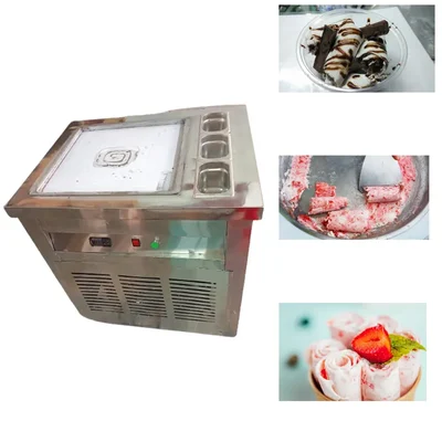 Premium Quality 18x18 inch Tawa Ice Cream Rolling Machine with 3 Containers