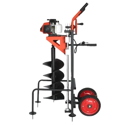 Soilcart Premium Quality 63cc 2-Stroke Trolley Type Earth Auger / Post Hole Digger Machine with 10 inch Drill Bit