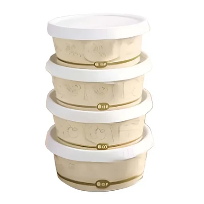 250ml, Printed Disposable Paper Containers with Lid for Food Packaging and Takeaway (Pack-50 Pcs)